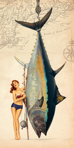 Fishing Pinup Girl Art Board Print for Sale by Mary Tracy